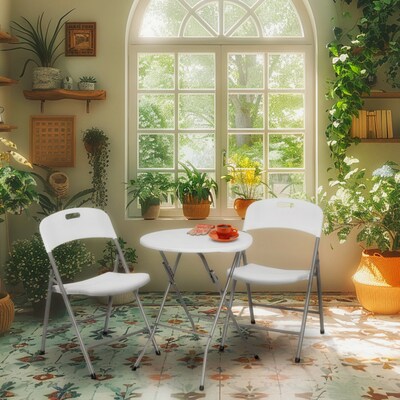 Regency Trestle Series 24 Heavy Duty Round Folding Table, White (TBM24RNDWH)