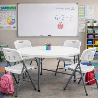 Regency Trestle 48 Heavy Duty Round Folding Table, White (TBM48RNDWH)