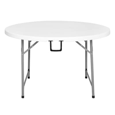 Regency Trestle 48" Heavy Duty Round Folding Table, White (TBM48RNDWH)