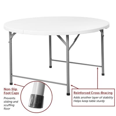 Regency Trestle 48" Heavy Duty Round Folding Table, White (TBM48RNDWH)