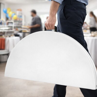 Regency Trestle 48" Heavy Duty Round Folding Table, White (TBM48RNDWH)