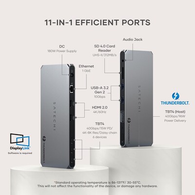 Satechi Thunderbolt 4 Multi-Display Docking Station, Space Gray (ST-DT4MDM-US)