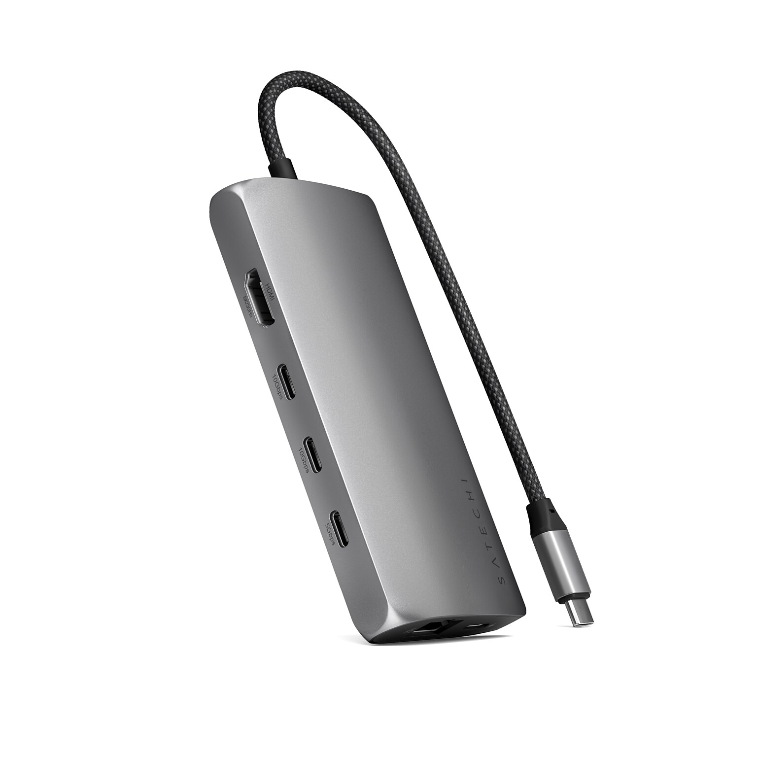 Satechi USB-C MultiPort Adapter 8K with Ethernet V3,  Space Gray (ST-P8KEM)
