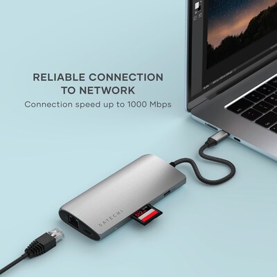 Satechi USB-C MultiPort Adapter 8K with Ethernet V3,  Space Gray (ST-P8KEM)