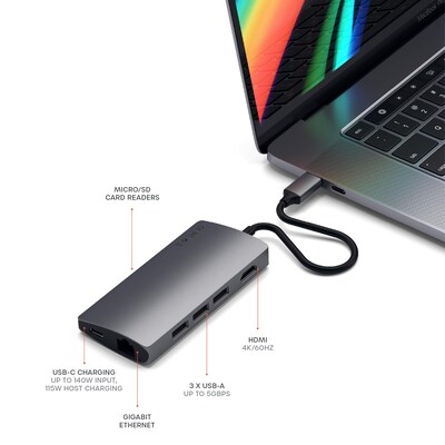 Satechi Type-C Multi-Port Adapter 4K with Ethernet V2, Space Gray (ST-TCMA2M)