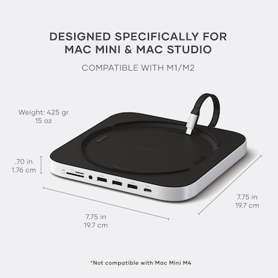 Satechi Mac Mini Stand & Hub with SSD Enclosure, Silver (ST-GMMSHS)