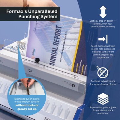 Formax ReadyWire3E Premium Electric Punch and Manual Wire Binding Machine, 135 Sheet Capacity