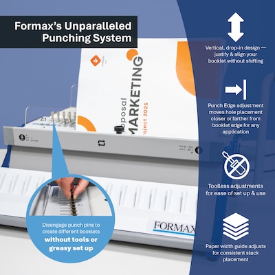 Formax ReadyWire2E Premium Electric Punch and Manual Wire Binding Machine, 340 Sheet Capacity