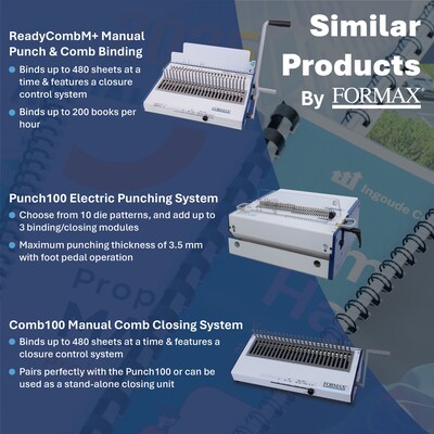 Formax ReadyCombE Premium Electric Punch and Manual Comb Binding Machine, 480 Sheet Capacity