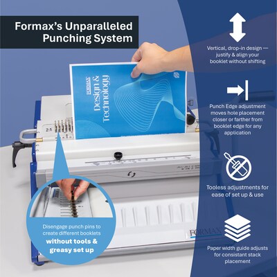 Formax Pro 2:1 Wire Bind Pack with Electric Punch, Punch Die, Manual Wire Binder, and Pack of 100 3/8" Black ReadyWire Spines