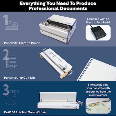 Formax Pro Coil Bind Pack with Electric Punch, Punch Die, and Electric Coil Binder