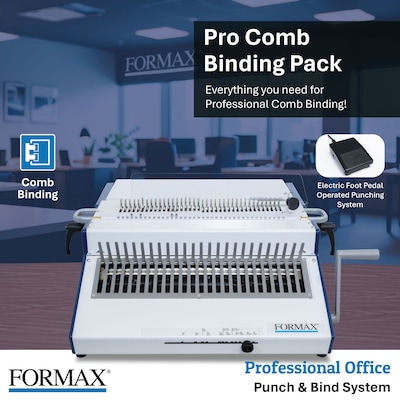 Formax Pro Comb Bind Pack with Electric Punch, Punch Die, and Manual Comb Binder