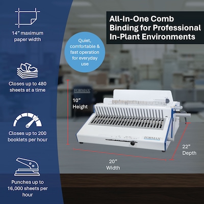 Formax Pro Comb Bind Pack with Electric Punch, Punch Die, and Manual Comb Binder