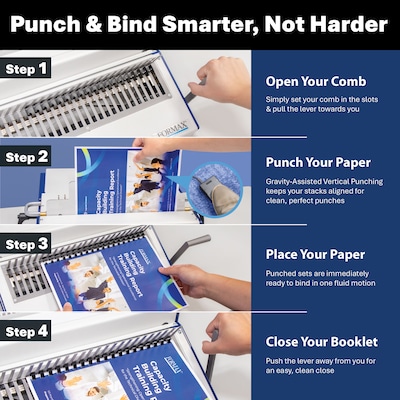 Formax Pro Comb Bind Pack with Electric Punch, Punch Die, and Manual Comb Binder