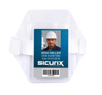 Sicurix Armband Badge Holder Vertical Elastic Strap, 2-1/2 x 3-1/2, Clear (BAU66891)