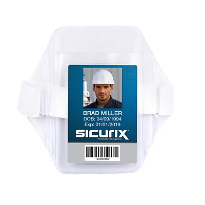 Sicurix Armband Badge Holder Vertical Elastic Strap, 2-1/2 x 3-1/2, Clear (BAU66891)