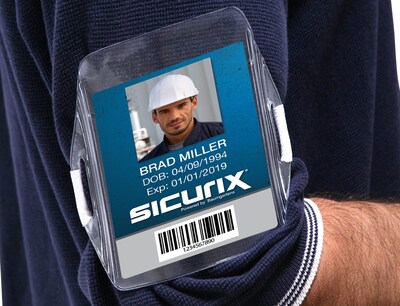 Sicurix Armband Badge Holder Vertical Elastic Strap, 2-1/2" x 3-1/2", Clear (BAU66891)