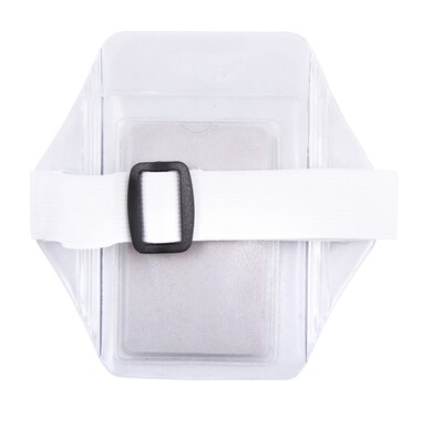 Sicurix Armband Badge Holder Vertical Elastic Strap, 2-1/2" x 3-1/2", Clear (BAU66891)