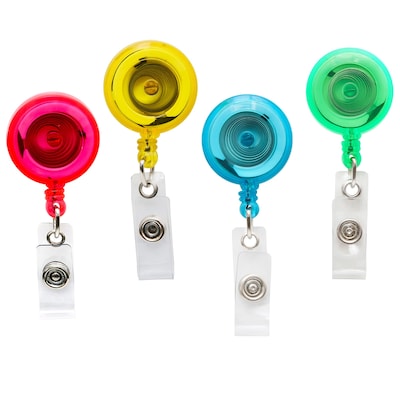 Sicurix Translucent ID Badge Reels Round Belt Clip, Assorted Colors (BAU68894)