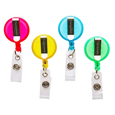 Sicurix Translucent ID Badge Reels Round Belt Clip, Assorted Colors (BAU68894)