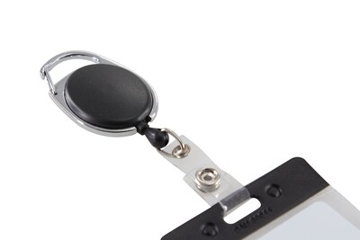 Sicurix Quick Clip ID Badge Reel, Oval, Black (BAU68754)