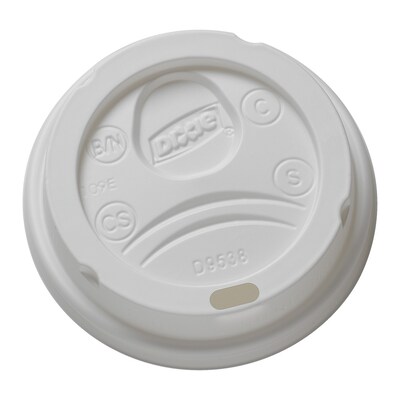 Dixie Dome Plastic Hot Cup Lids, 8 oz., White, 100/Pack (9538DX)