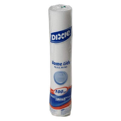 Dixie Dome Plastic Hot Cup Lids, 8 oz., White, 100/Pack (9538DX)