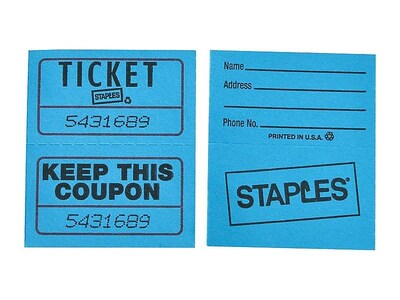 Staples Double Ticket Roll, 2000/Roll, 2 Rolls/Pack (19164)