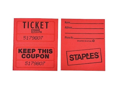 Staples Double Ticket Roll, 2000/Roll (19163)
