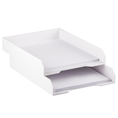 JAM Paper® Stackable Paper Trays, White, Desktop Document, Letter & File Organizer Tray, 2/Pack (344WHA)