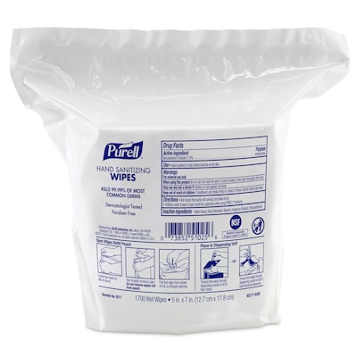 Commercial Dispensing PURELL Hand Sanitizing Wipes Refill, 1700 Count, 2/Carton (9217-02)