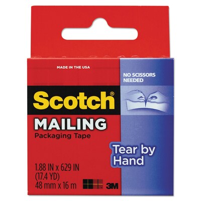 Scotch® Tear-By-Hand Packing Tape, 1.88 x 17.4 yds., Clear (3841)