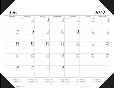 2020 House of Doolittle 22 x 17 Academic Monthly Desk Pad Calendar, Economy 14 months, Black (HOD12502)