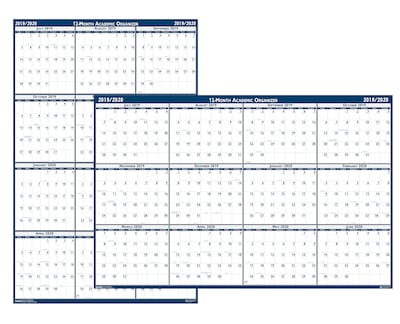 2020 House of Doolittle  24 x 37 Academic Laminated Wipe Off Wall Calendar, Classic Reversible, Blue (HOD395)