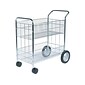 Fellowes 2-Shelf Metal Mobile Mail Cart with Dual Wheel Front Casters, Chrome (40912)