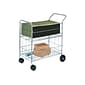 Fellowes 2-Shelf Metal Mobile Mail Cart with Dual Wheel Front Casters, Chrome (40912)