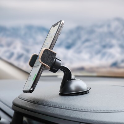 LAX Universal Vegan Leather Car Mount, Gold (LTHDASHMNT-GLD)