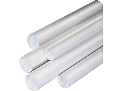 Staples 2Dia x 24L Mailing Tubes with Caps, White, 50/Case (P2024W)