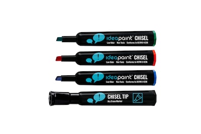 IdeaPaint Dry Erase Markers, Chisel Tip, Assorted, 4/Pack (ACDM040015)