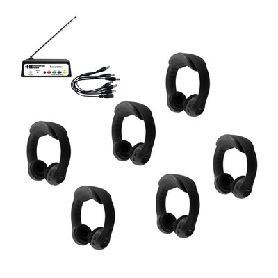 Hamilton Buhl (LCFW-2) Black Flex-PhonesAF Wireless Listening Center, 6 Station with Headphones and Multi-Channel Transmitter