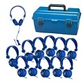 Hamilton Buhl (LCP-12FVBL) Lab Pack 12 Blue Favoritz™ Headsets with In-Line Microphone and TRRS Plug in a Small Carry Case