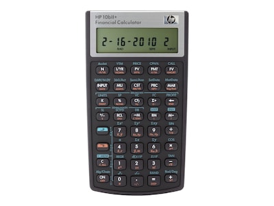 HP 10bII+ 12-Digit Battery Powered Financial Calculator, Black (HP10B#INT)