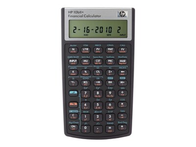 HP 10bII+ 12-Digit Battery Powered Financial Calculator, Black (HP10B#INT)