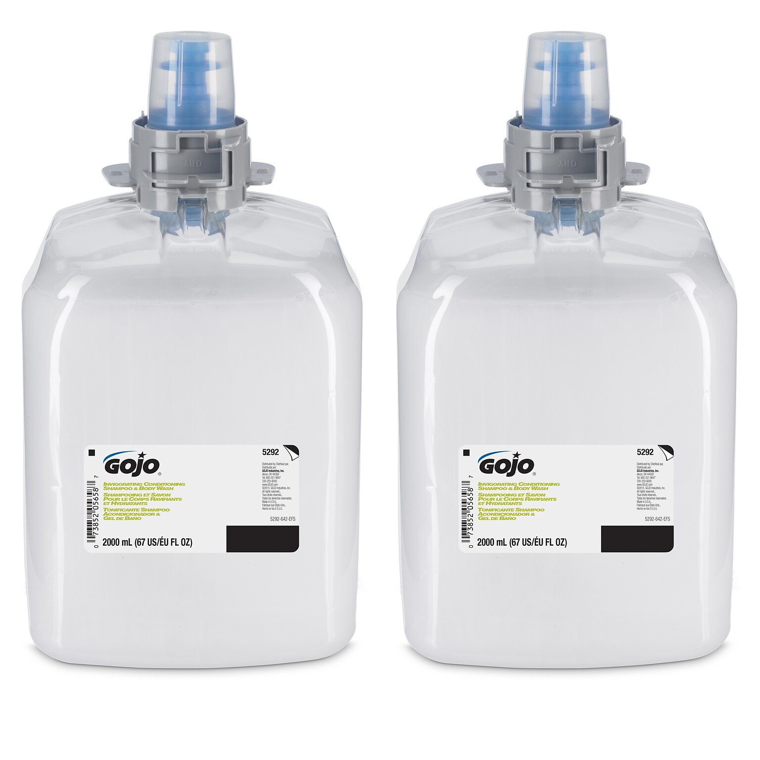 GOJO Conditioning Shampoo and Body Wash Refill for FMX-20, Citrus Ginger Scent, 2000 mL, 2/Carton (5292-02)
