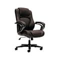 HON Vinyl High-Back Executive Chair, Center-Tilt, Fixed Arms, Brown (BSXVL402EN45)