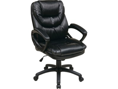 Office Star FL Series Faux Leather Manager Chair, Black (FL660-U6)