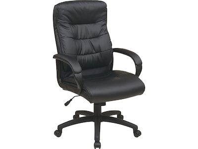 Office Star FL Series Faux Leather Executive Chair, Black (FL7480-U6)