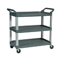 Rubbermaid 3-Shelf Plastic/Poly Mobile Utility Cart with Swivel Wheels, Gray (FG409100GRAY)