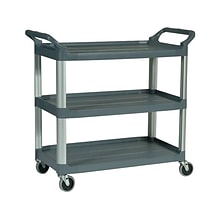 Rubbermaid 3-Shelf Plastic/Poly Mobile Utility Cart with Swivel Wheels, Gray (FG409100GRAY)