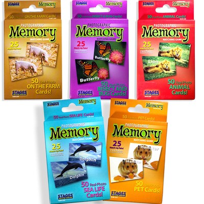 Stages Learning Photographic Animal Memory Matching Games, Set of 5 (SLM977)